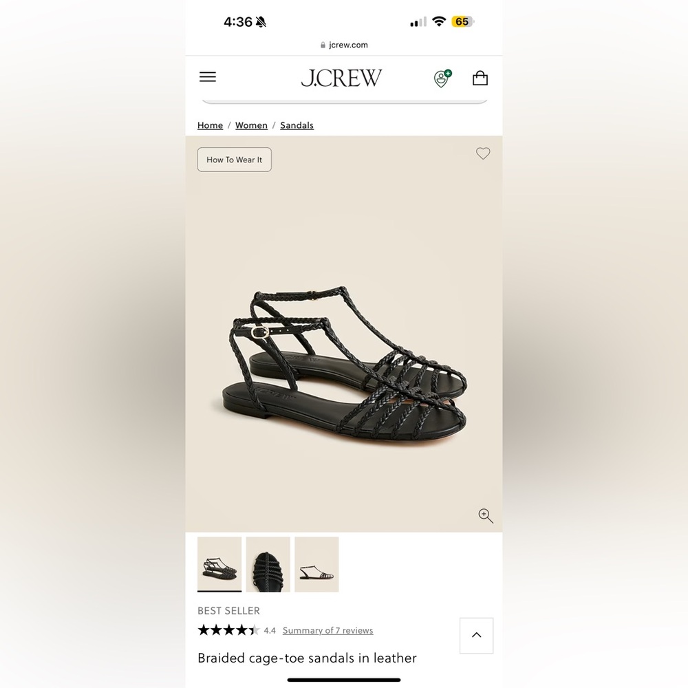 J. Crew Black Braided Cage-Toe Sandals in Leather Size 8.5
